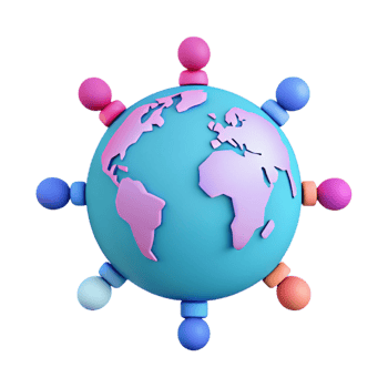 Global Connections A 3D Illustration of Unity and Collaboration png