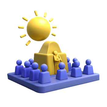 3D Render Group of People Under a Shining Sun png