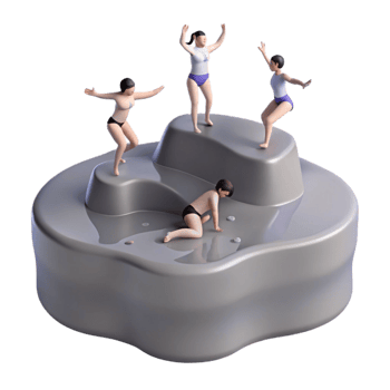 3D Render of People on Rocks by Water png