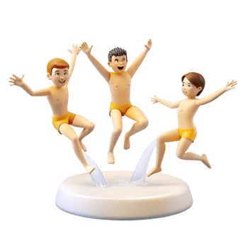 Three Kids Jumping into a Pool png