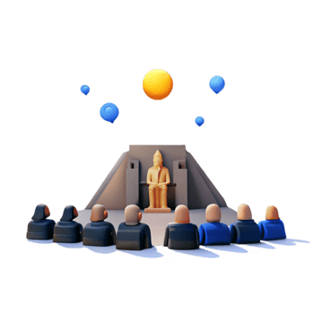 Golden Statue on Platform with Audience png