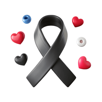 Black Ribbon with Hearts and Circles png