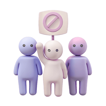 Group of Cartoon Figures Protesting with a No Sign png