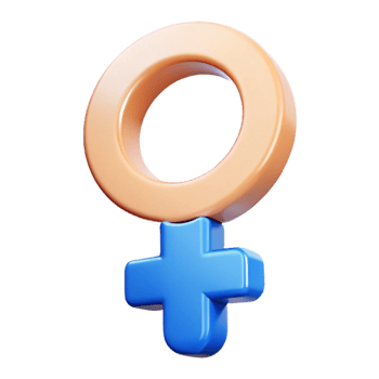 3D Rendered Female Gender Symbol Orange and Blue png
