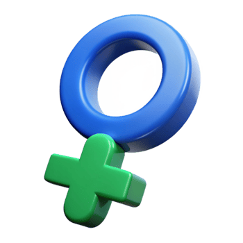 3D Rendered Female Symbol in Blue and Green png