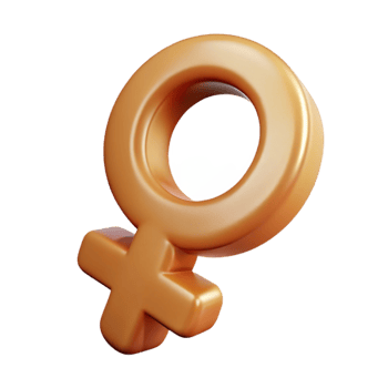 3D Rendered Female Gender Symbol, Golden Color png