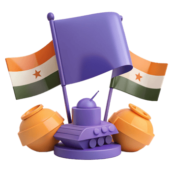 3D Illustration of a Military Tank with Flags and Bombs png
