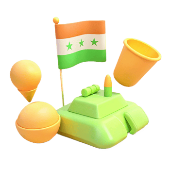 3D Render of a Toy Tank with a Flag png