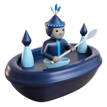 3D Render of a Person Rowing a Boat png