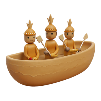 Three Cartoon Characters in a Canoe png