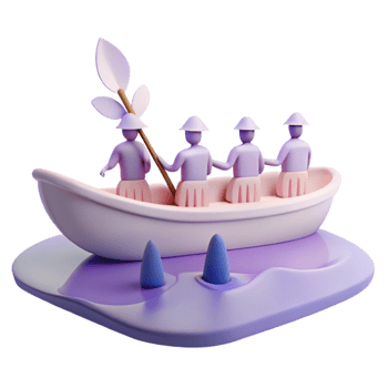 Teamwork Illustration Four People Rowing a Boat Together png