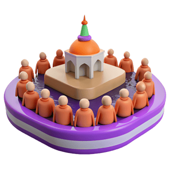 3D Illustration of People Gathering Around a Dome-Shaped Structure png