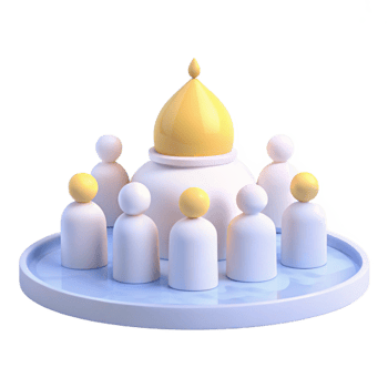 3D Render of People Gathering Around a Dome Structure png