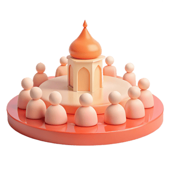 3D Render of People Gathering Around a Dome Structure png