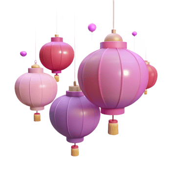 Pink and Purple Lanterns Hanging in the Air png