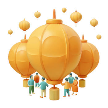 Celebration with Hanging Lanterns and People png
