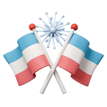 Two Crossed Flags with a Festive Starburst png