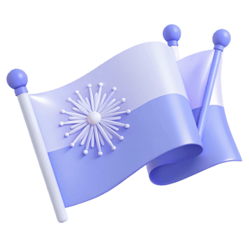 3D Rendered Waving Flag with White Starburst png