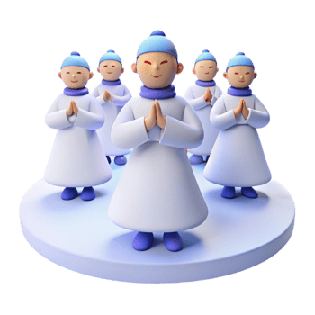 Group of Cartoon Characters with Hands Clasped in Prayer png