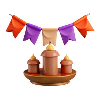 3D Rendered Festive Candles with Flags png