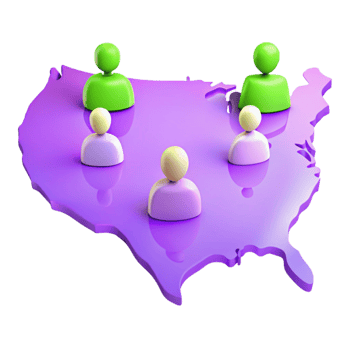 United States Map with 3D People Figures png