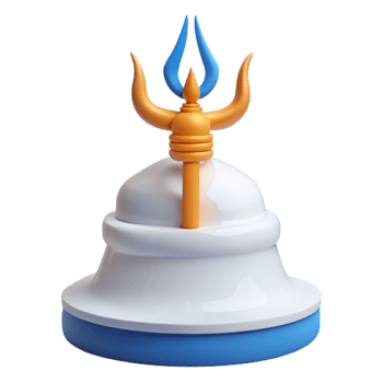 3D Render of a Bell with a Trident on Top png