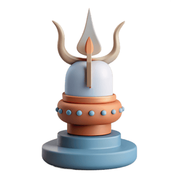 3D Render of a Symbolic Structure with a Flame and Curved Horns png
