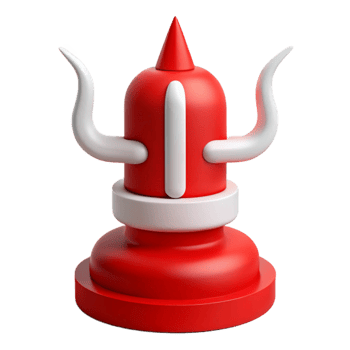 Abstract 3D Red and White Geometric Sculpture with Curved Horns png