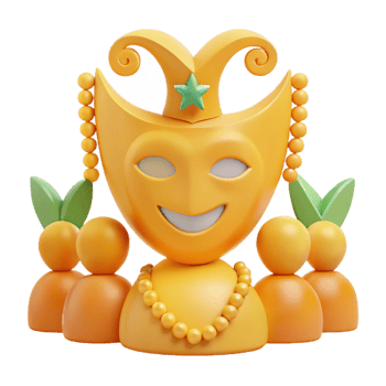 Smiling Mask with Jester Hat and Beads png