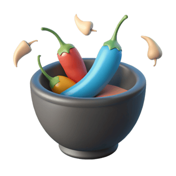 Colorful Peppers in a Bowl png