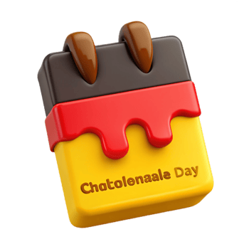 3D Chocolate Bar Icon with Dripping Red Glaze for Chocolate Day png