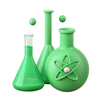 Green Beaker with Atomic Symbol png