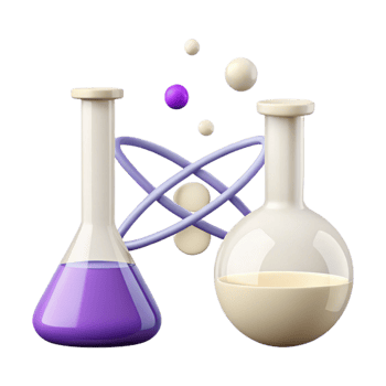 Science Experiment with Beaker and Atom Model png