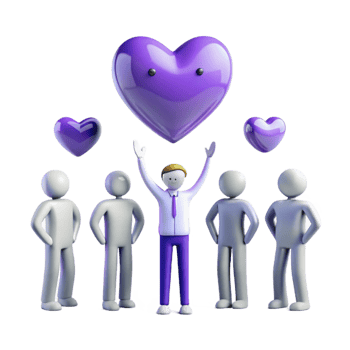 Group of People Celebrating with a Large Purple Heart png