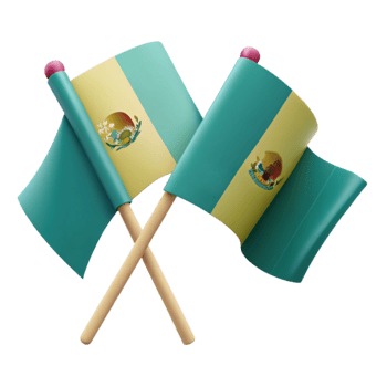 Two Crossed Flags of a Turquoise and Yellow Design png