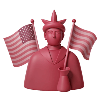 3D Render of a Statue Holding Flags png