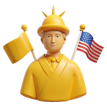 Yellow 3D Character with Flags png