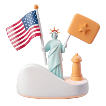 Statue of Liberty Holding American Flag and a Star png