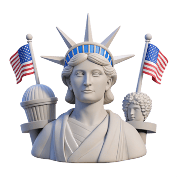 Statue of Liberty Bust with American Flags png