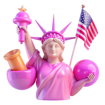 Pink Statue of Liberty Holding a Torch and a Globe png