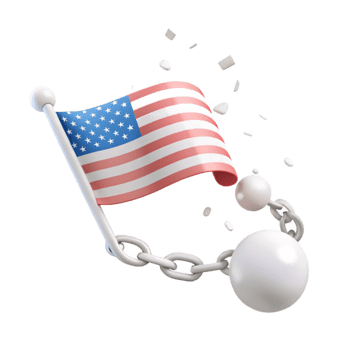 Breaking Free American Flag Escapes Shackles png