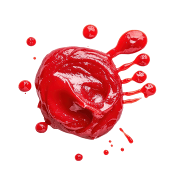 Red stain from ketchup smeared top view isolate on transparency background png