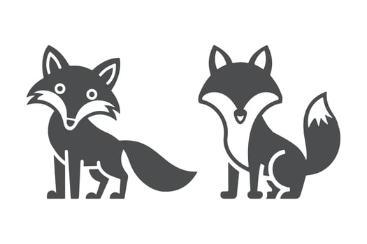 Fox and wolf icon set illustration vector