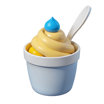 Yellow and Blue Swirled Ice Cream in a Cup png