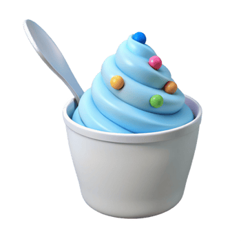 Frozen Dessert with Colorful Toppings in a White Cup png