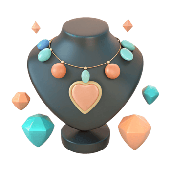 3D Rendered Jewelry Necklace with Gemstones png