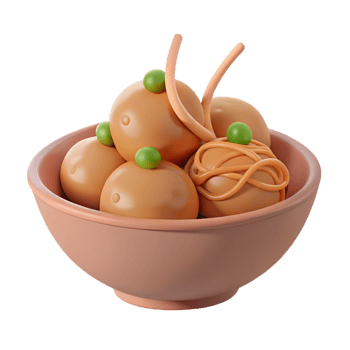 3D Render of a Bowl of Noodles with Peas png