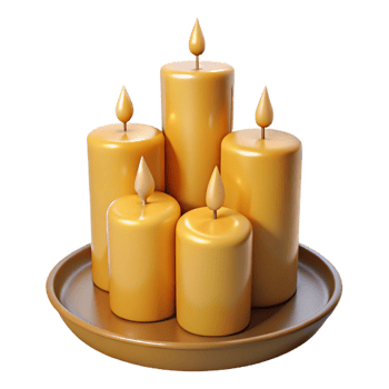 Golden Candles on a Plate png