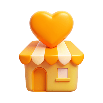 3D Render of a Yellow Store with a Heart on Top png