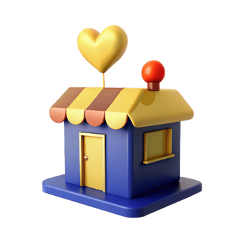 3D Cartoon House with Heart and Awning png